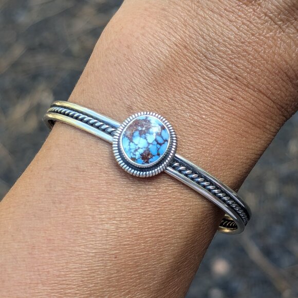 SouthwestArtisans Jewelry - Navajo Sterling Silver Bracelet Turquoise Genuine Native American Jewelry 6.5 **